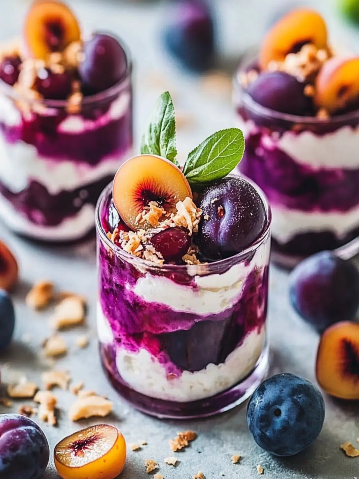 Poached Plum Coconut Cream Parfaits