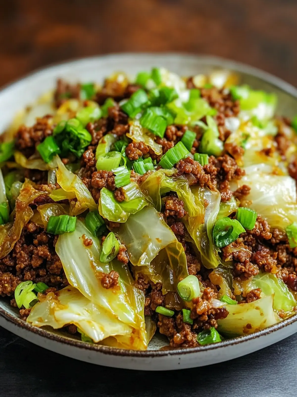 Low-Carb Mongolian Ground Beef and Cabbage