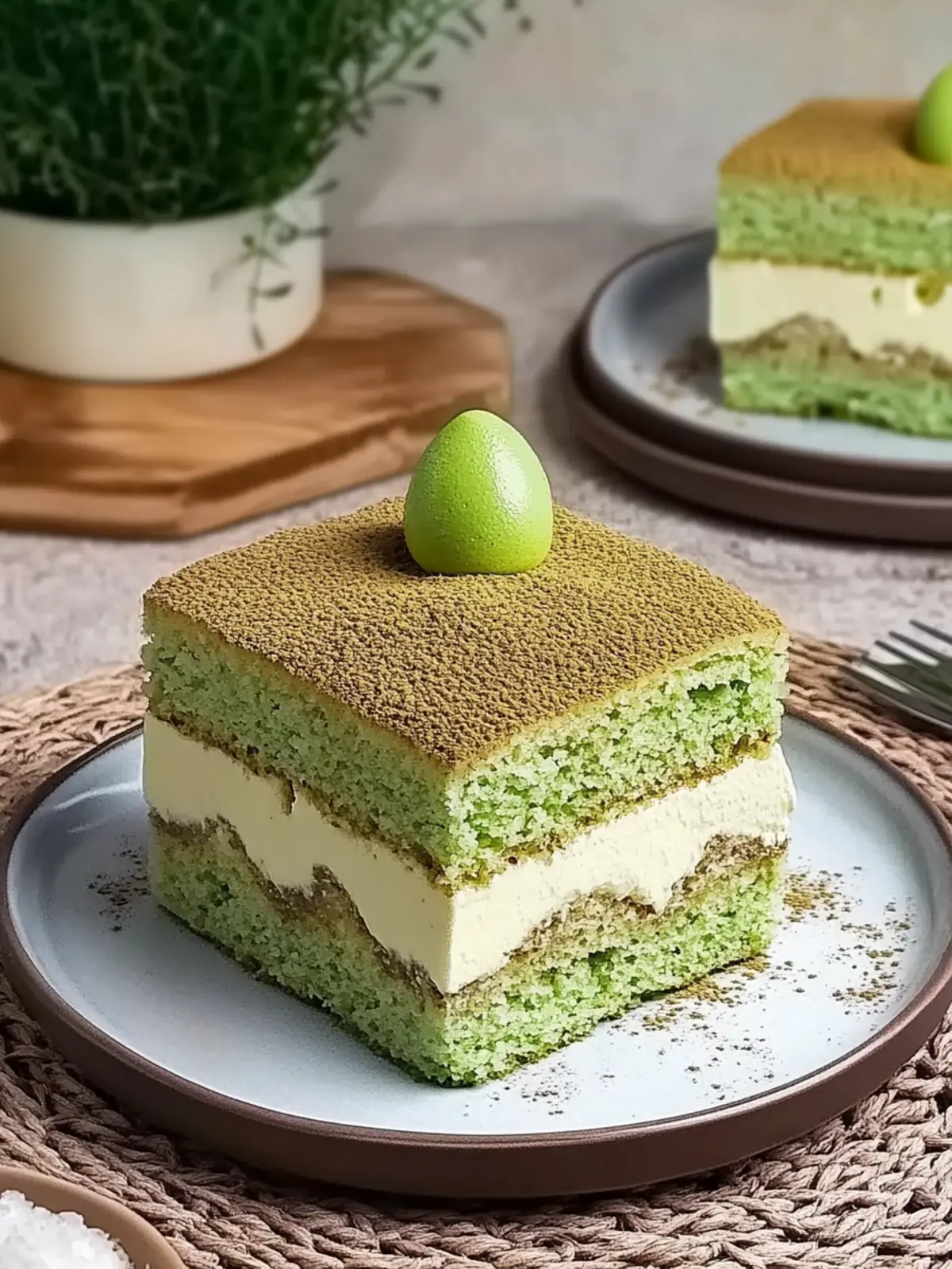 Eggless Matcha Tiramisu