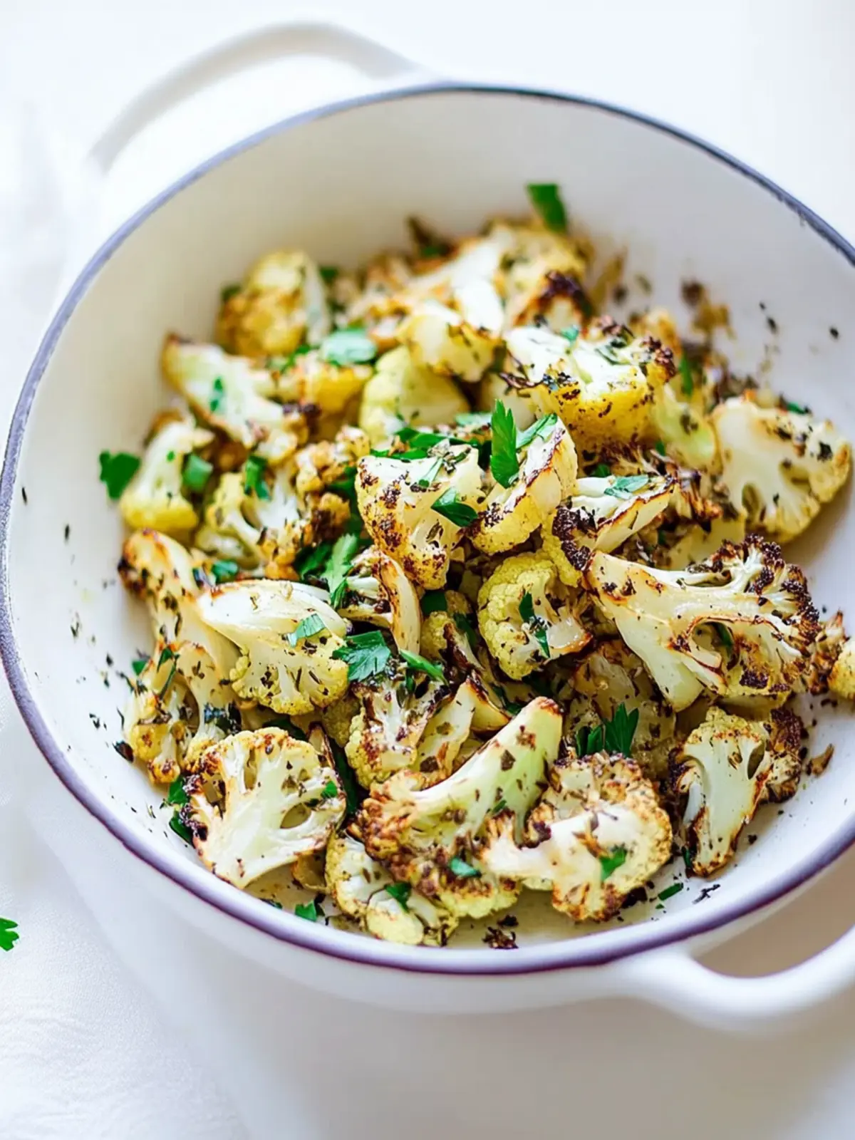 Roasted Cauliflower with Garlic, Lemon and Parsley