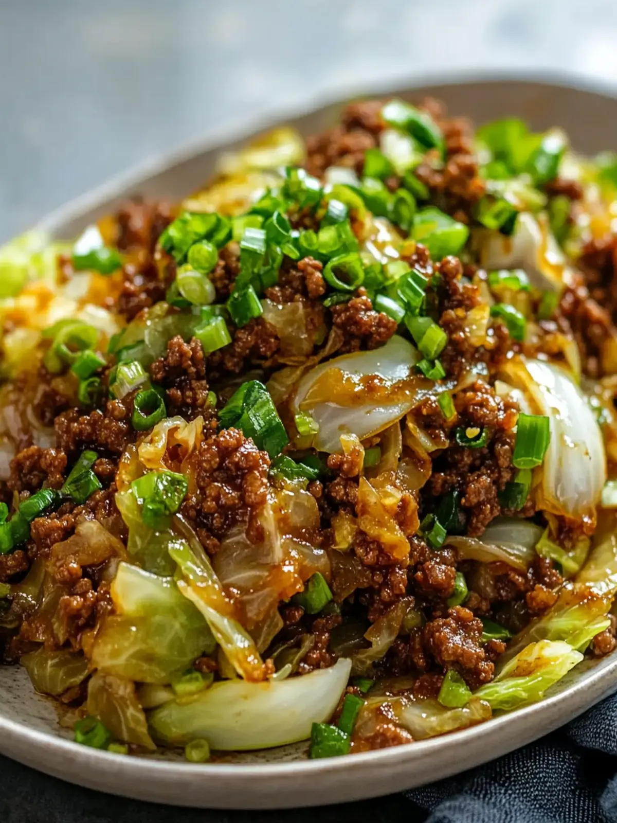 Low-Carb Mongolian Ground Beef and Cabbage