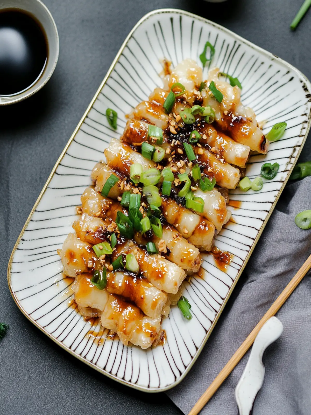 Pan Seared Cheung Fun Noodle Rolls
