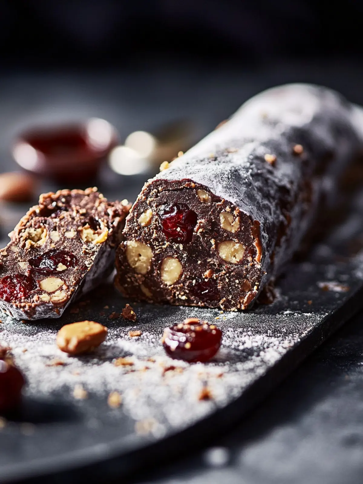Irresistible Chocolate Peanut Butter and Jelly Munch Salami 4 Chocolate, peanut butter and jelly munch salami