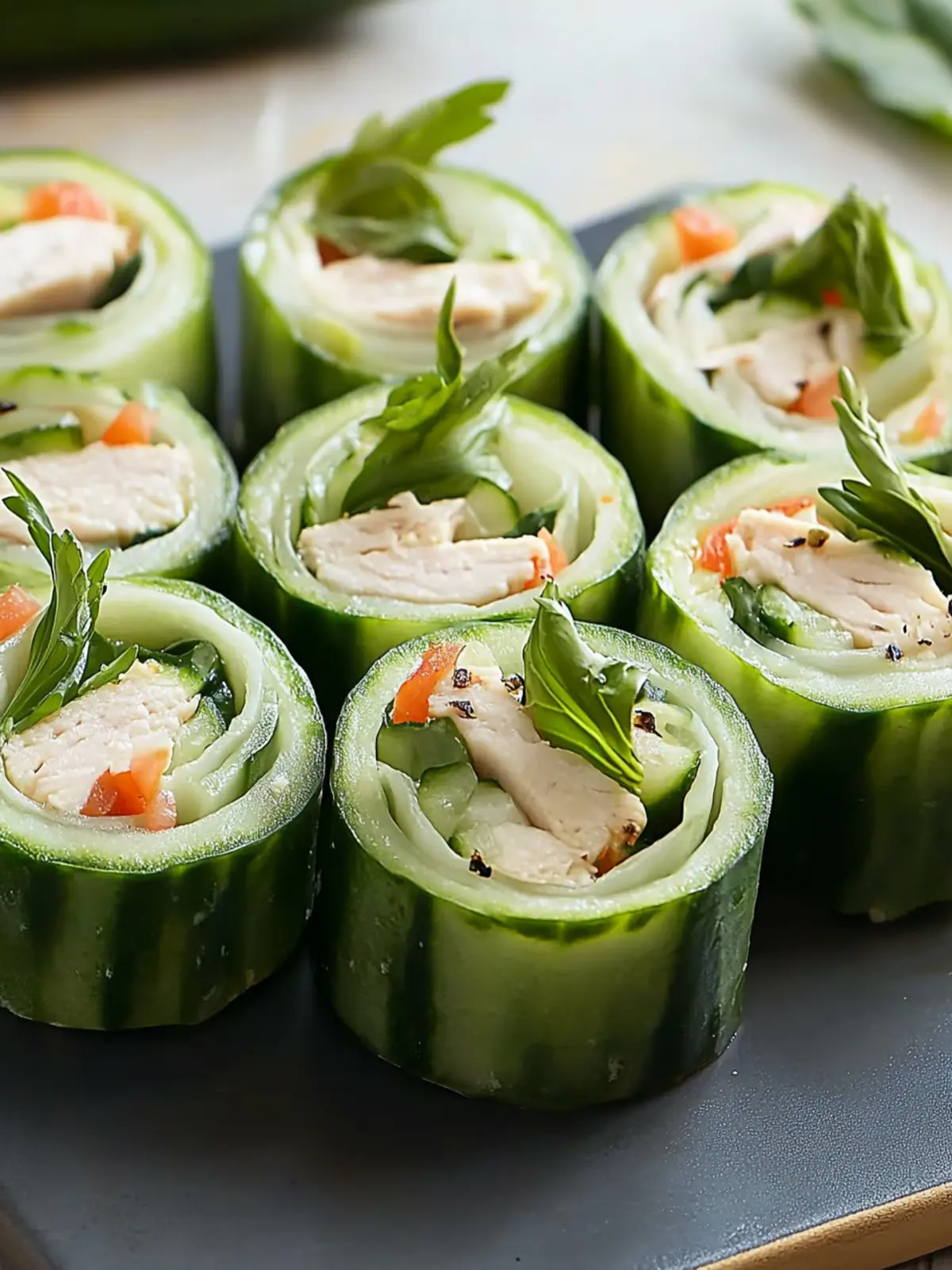Turkey & Spinach Cucumber Roll Ups