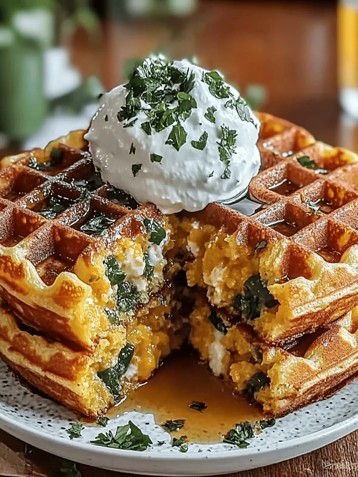 Cheddar Jalape o Cornbread Waffles
