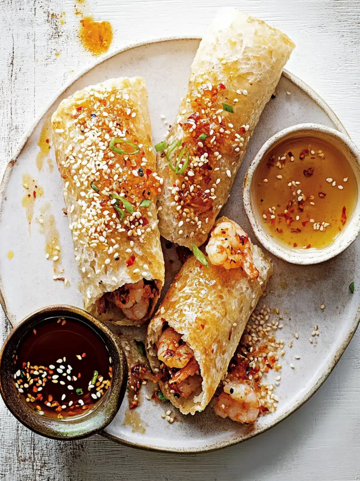 sesame prawn toasts with chilli oil