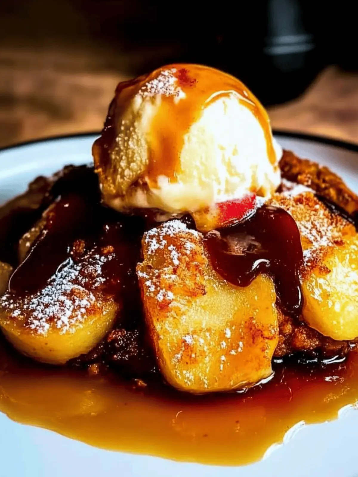 Cinnamon Fried Apples with Vanilla Ice Cream & Salted Caramel