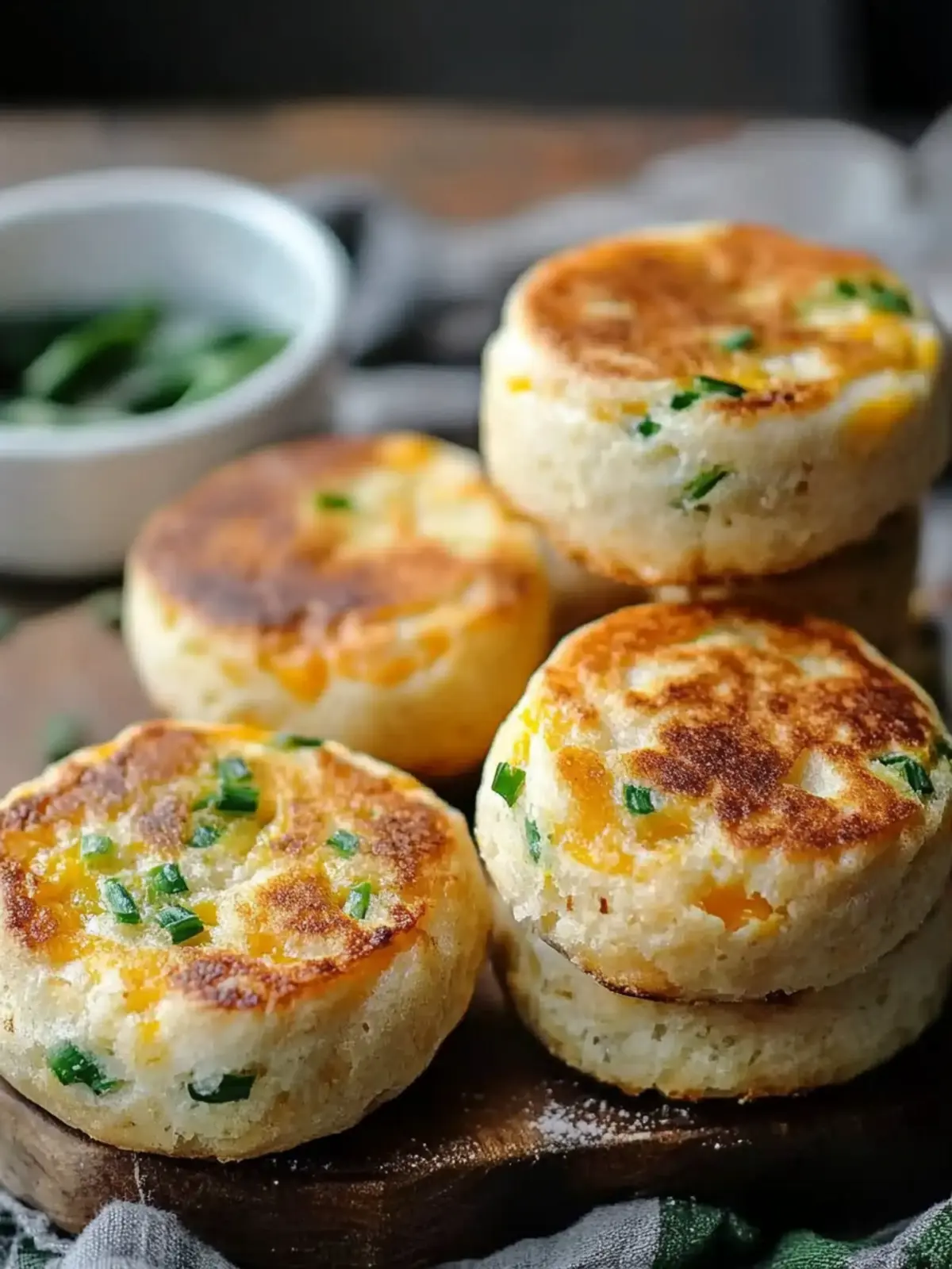 Cheddar Scallion English Muffins