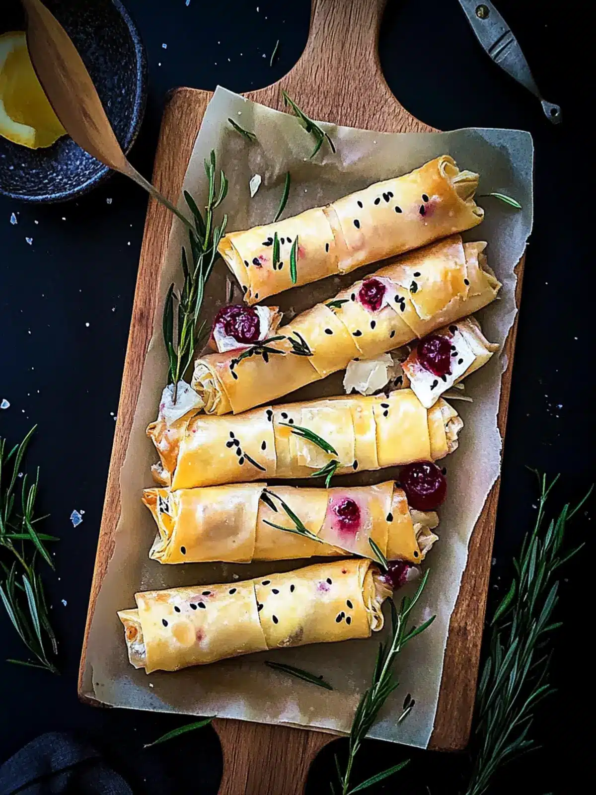 Cranberry and Brie Filo Crackers