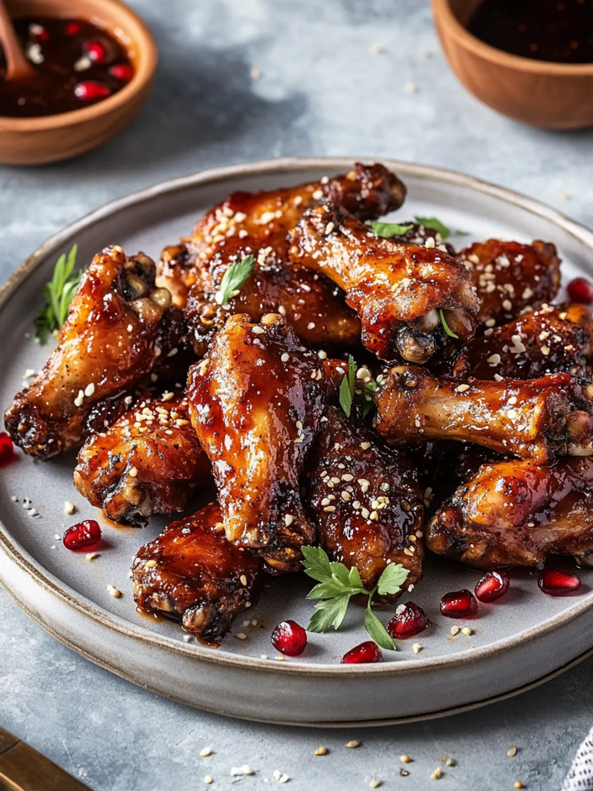 Sticky Pomegranate & Black Pepper Chicken Wings