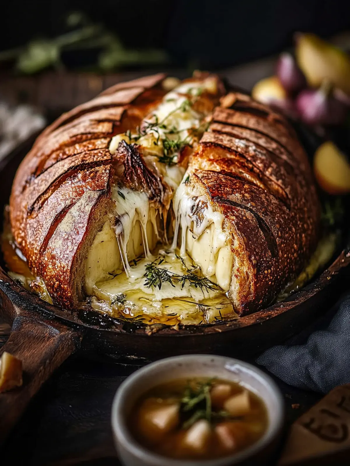 Baked hot maple Camembert sourdough