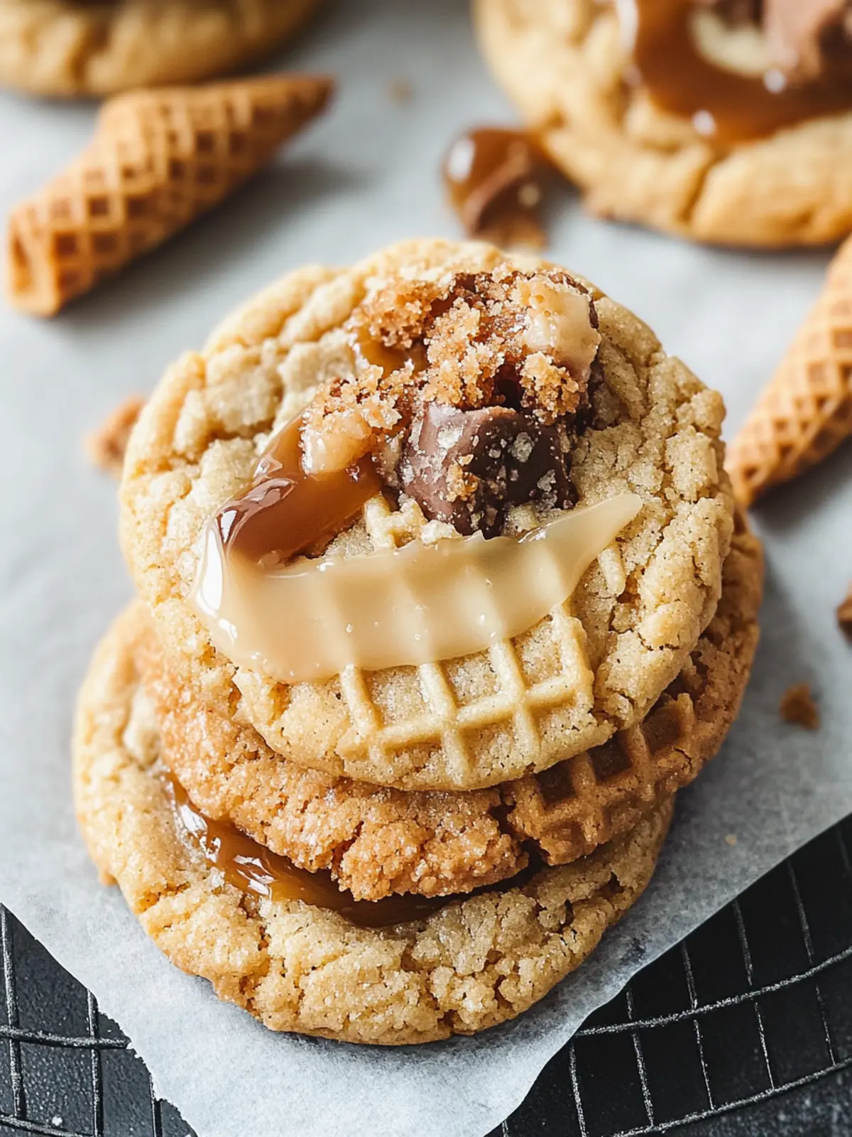 Caramel Cone Crunch Cookies