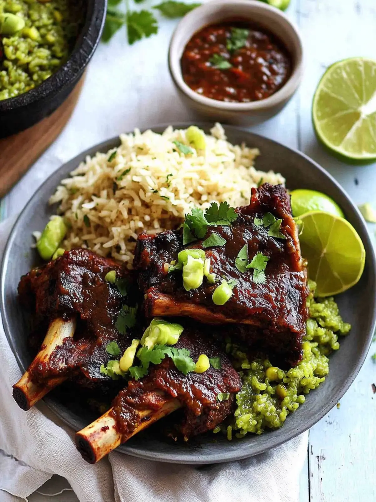 Fiery Fall Apart Mexican Beef Ribs with Green Mexican Rice