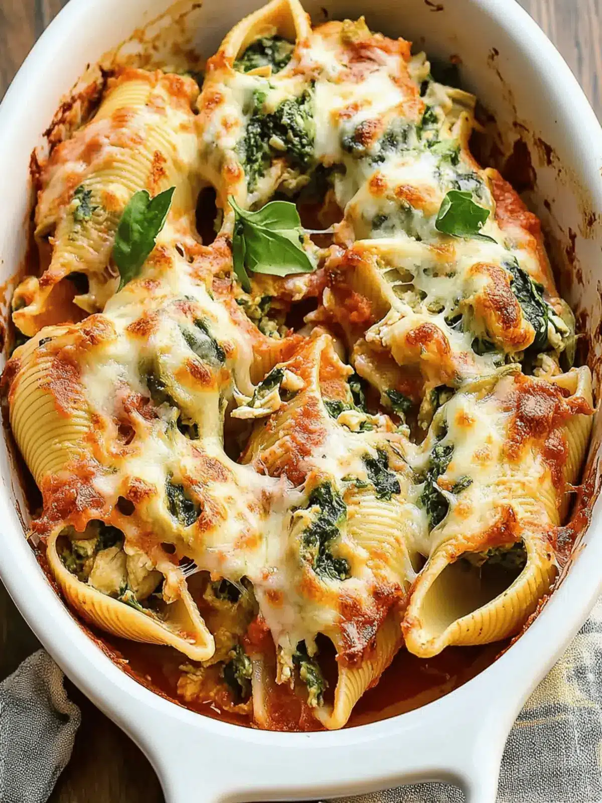 Chicken Spinach Artichoke Stuffed Shells