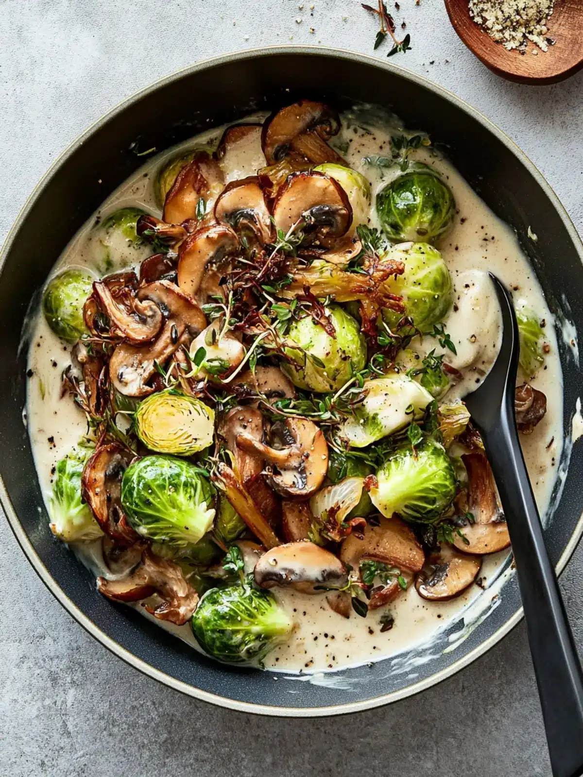 Creamy Brussels Sprouts with Wild Mushrooms