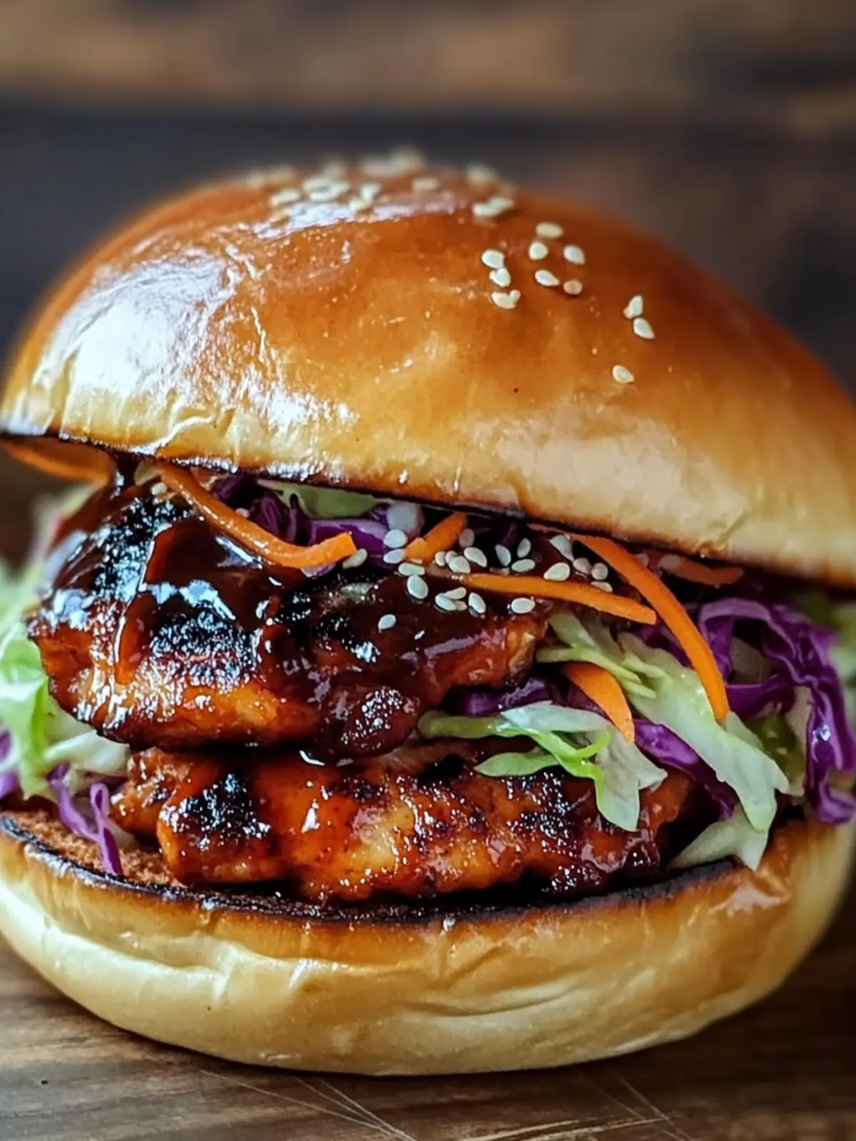 Korean BBQ Chicken Sandwich with Cabbage Slaw