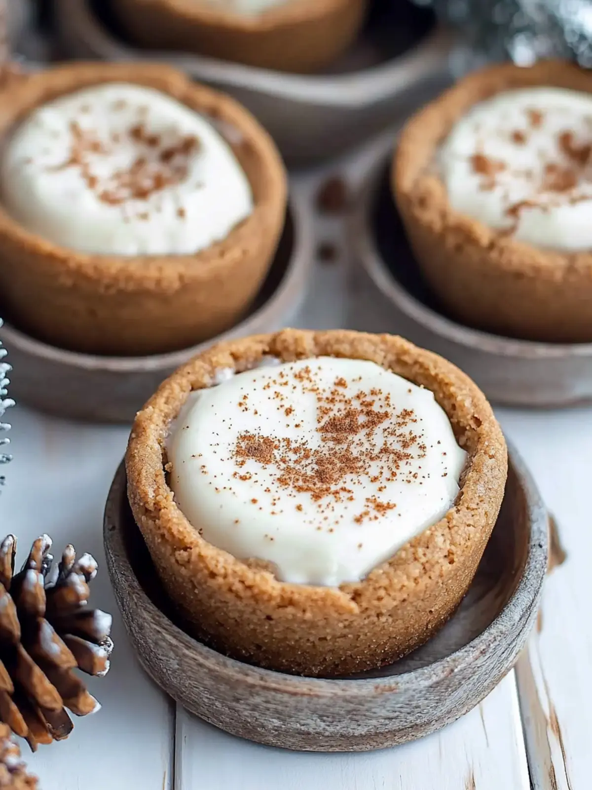 Eggnog Cheesecake Cookie Cups