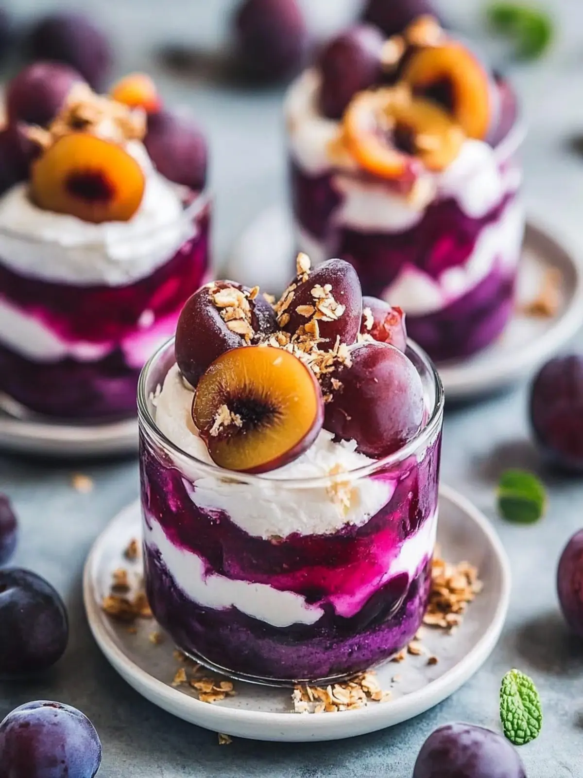 Poached Plum Coconut Cream Parfaits