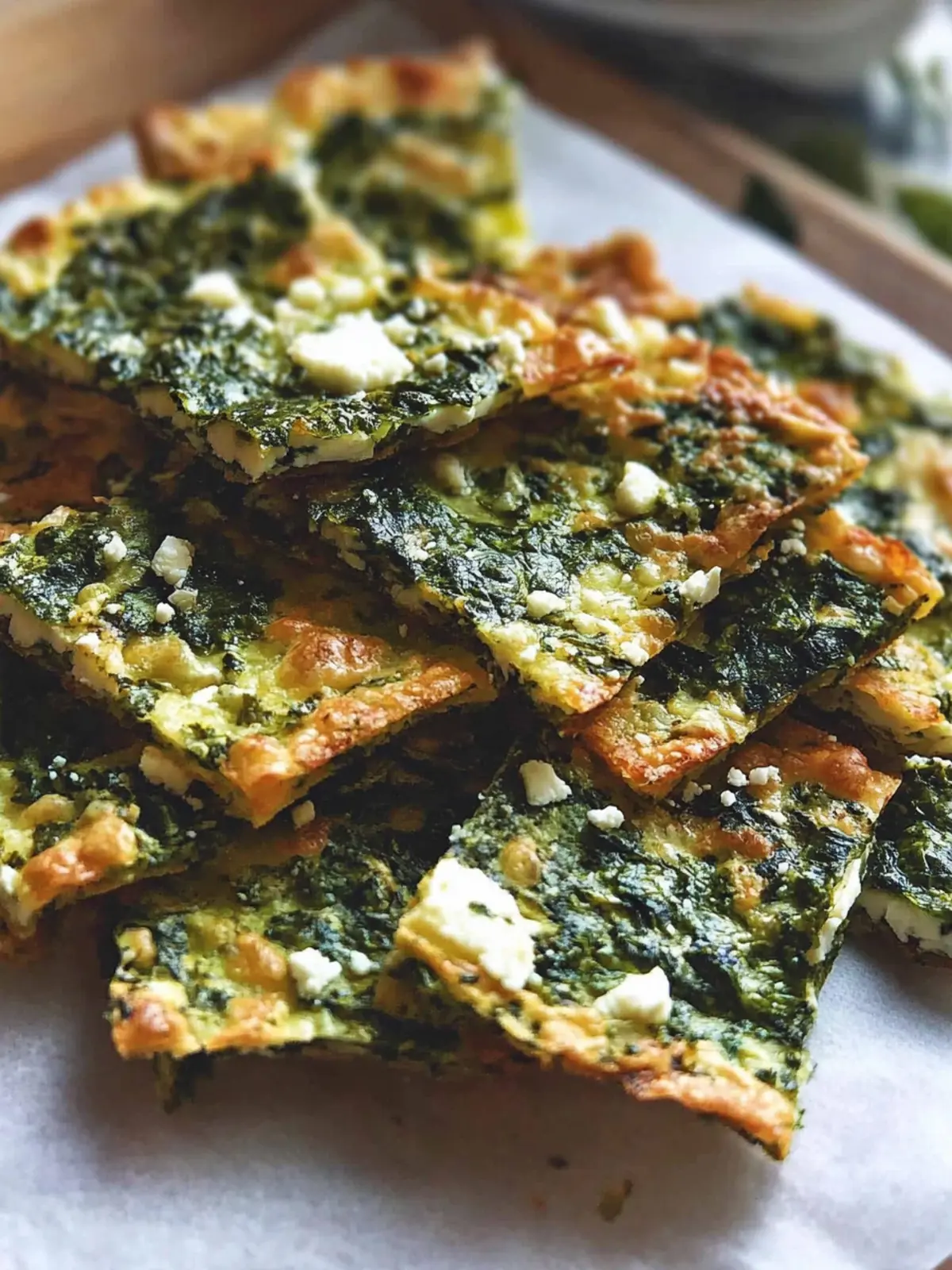 Mediterranean Spinach and Feta Cheese Crisps
