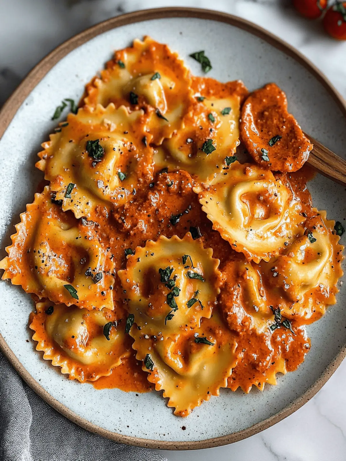 Ravioli With Creamy Harissa Sauce for a Quick Flavor Boost 4 Raviolis With Creamy Harissa Sauce