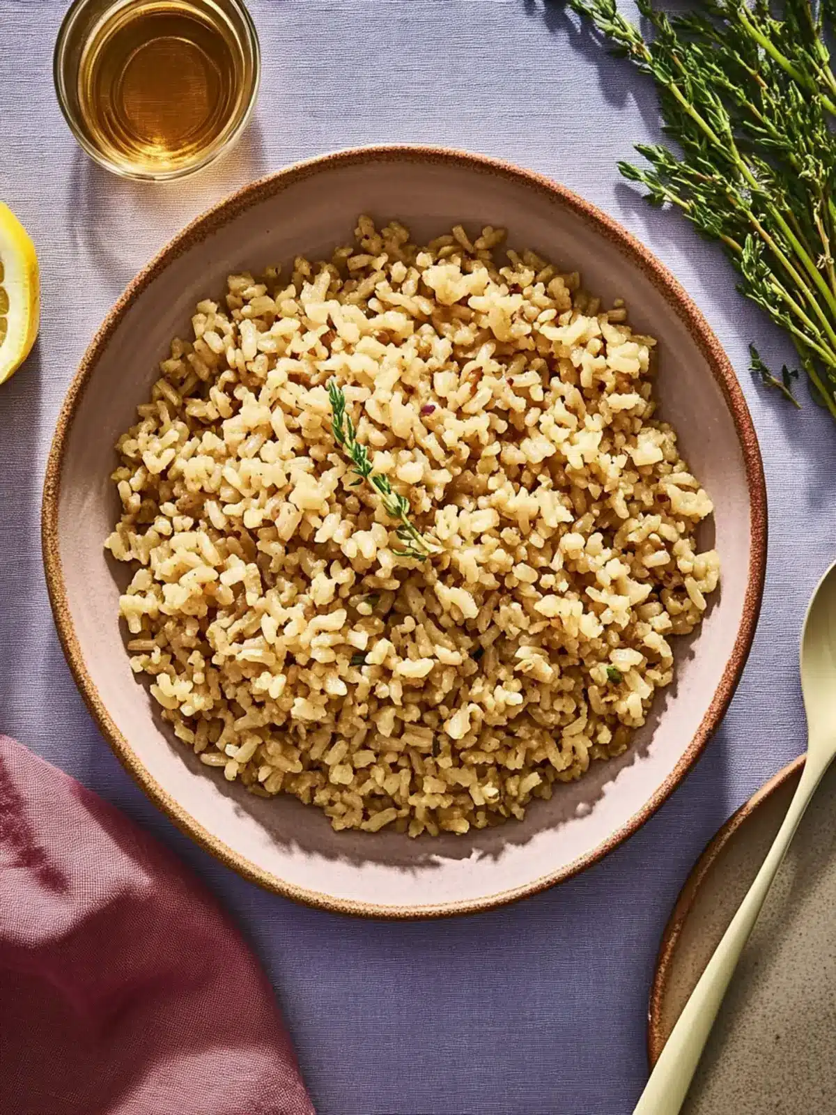 Lemon Brown Rice with Garlic and Thyme