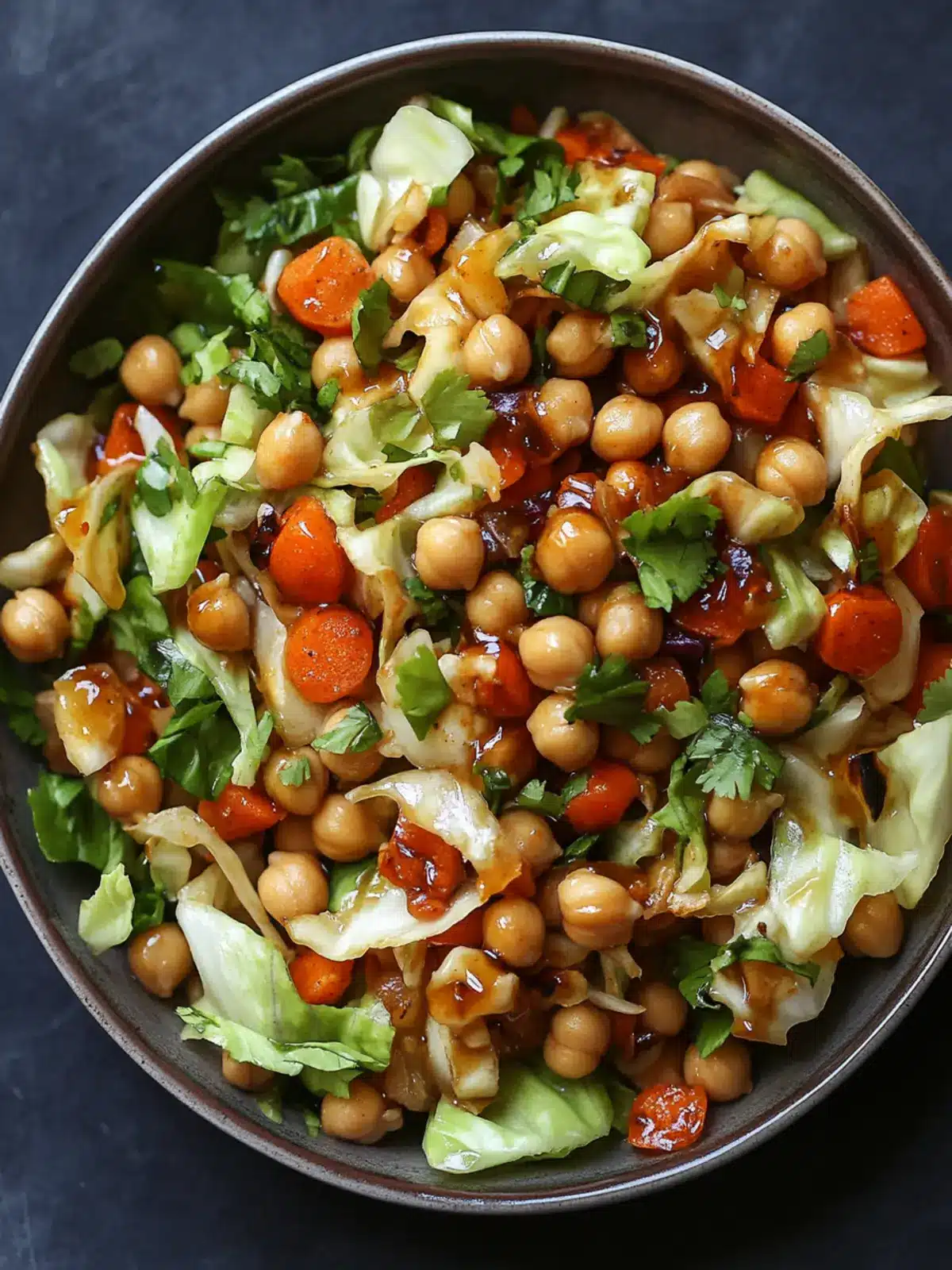 Spicy Glazed Chickpea Napa Cabbage Salad