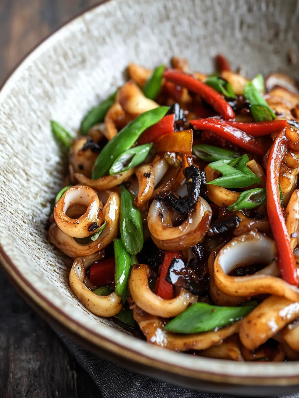 Stir-Fried Squid with Black Bean Sauce