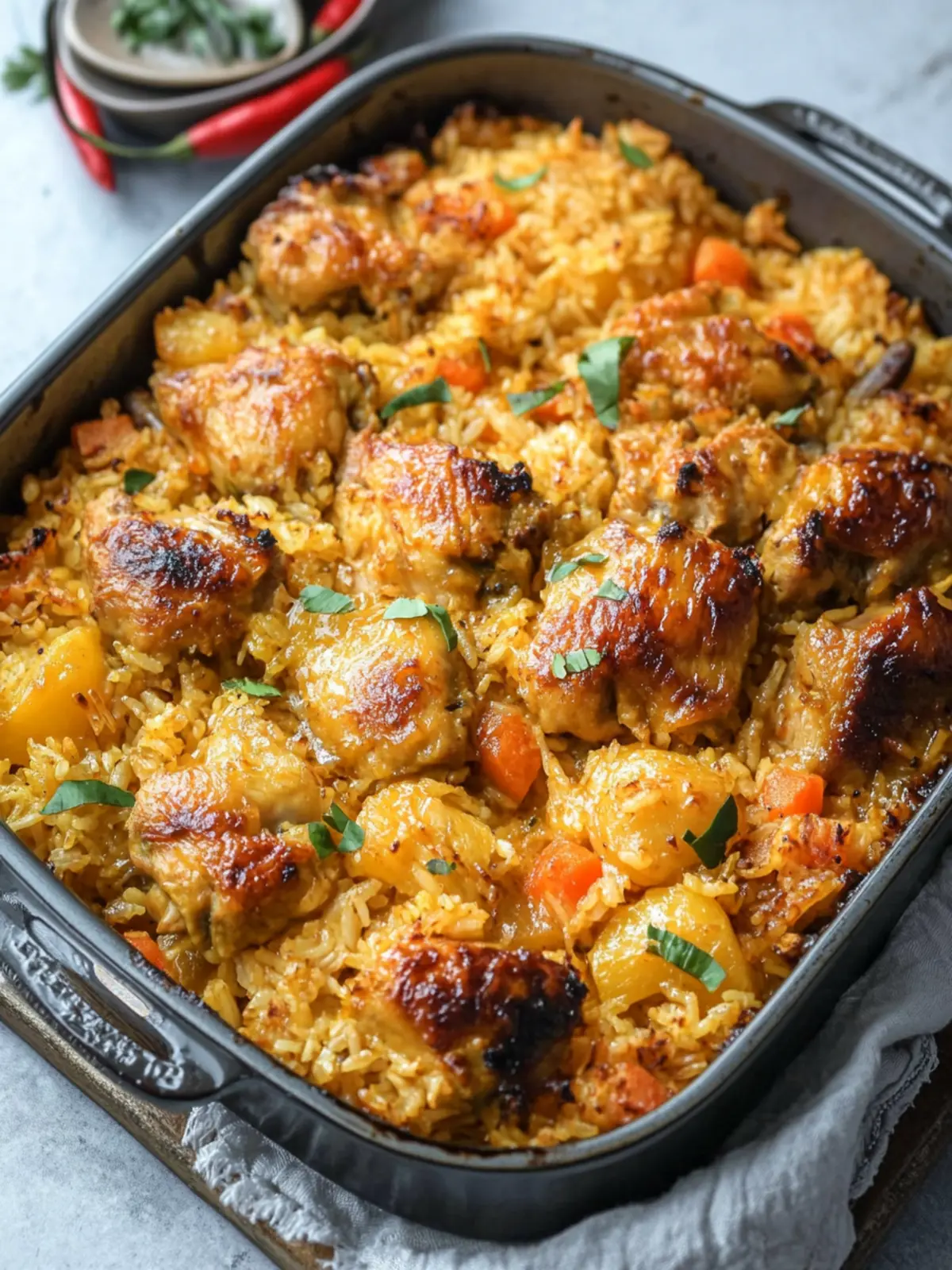 Macau-Style Baked Portuguese Chicken Rice