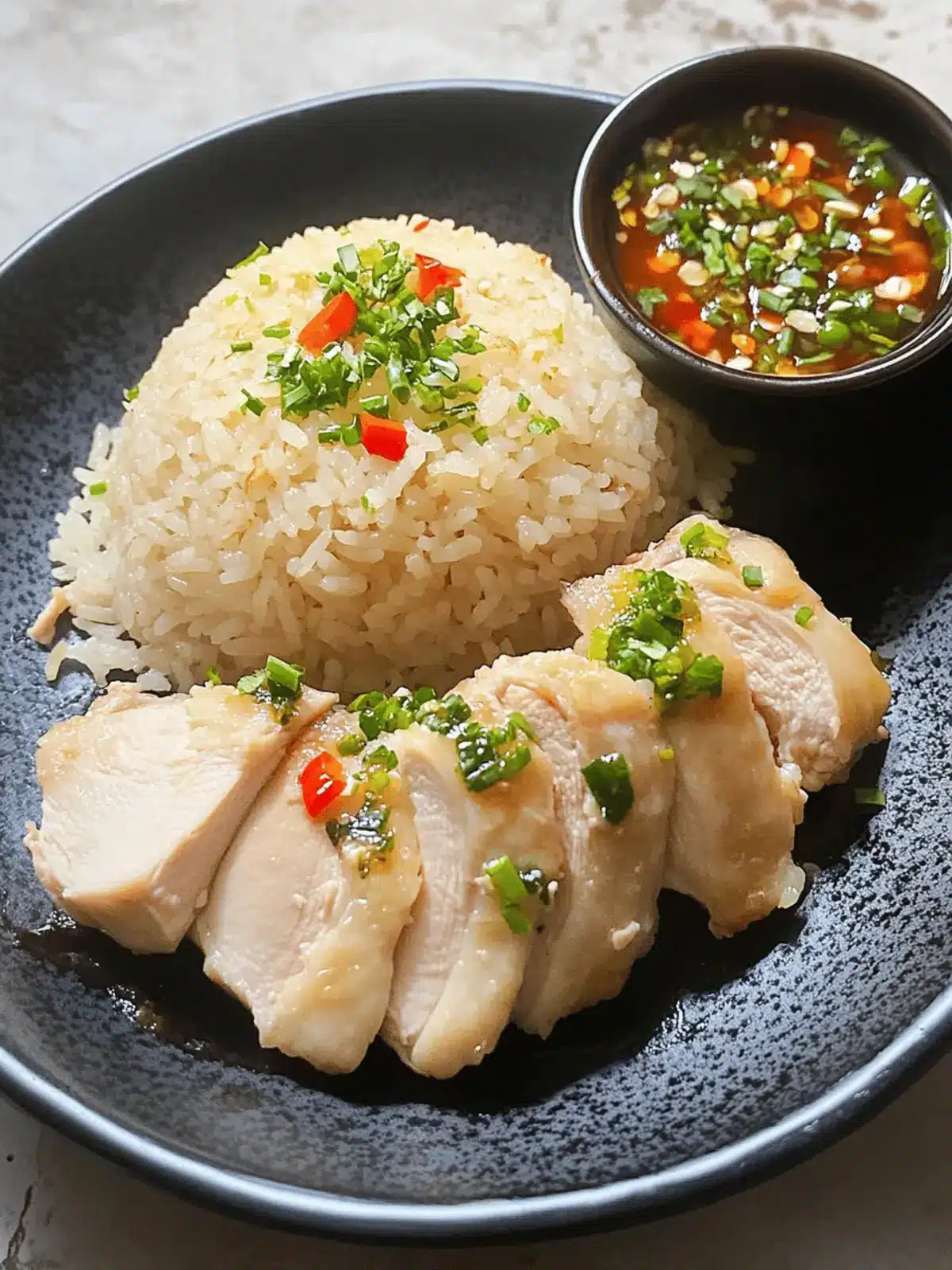 Hainanese Chicken Rice with Chicken Thighs