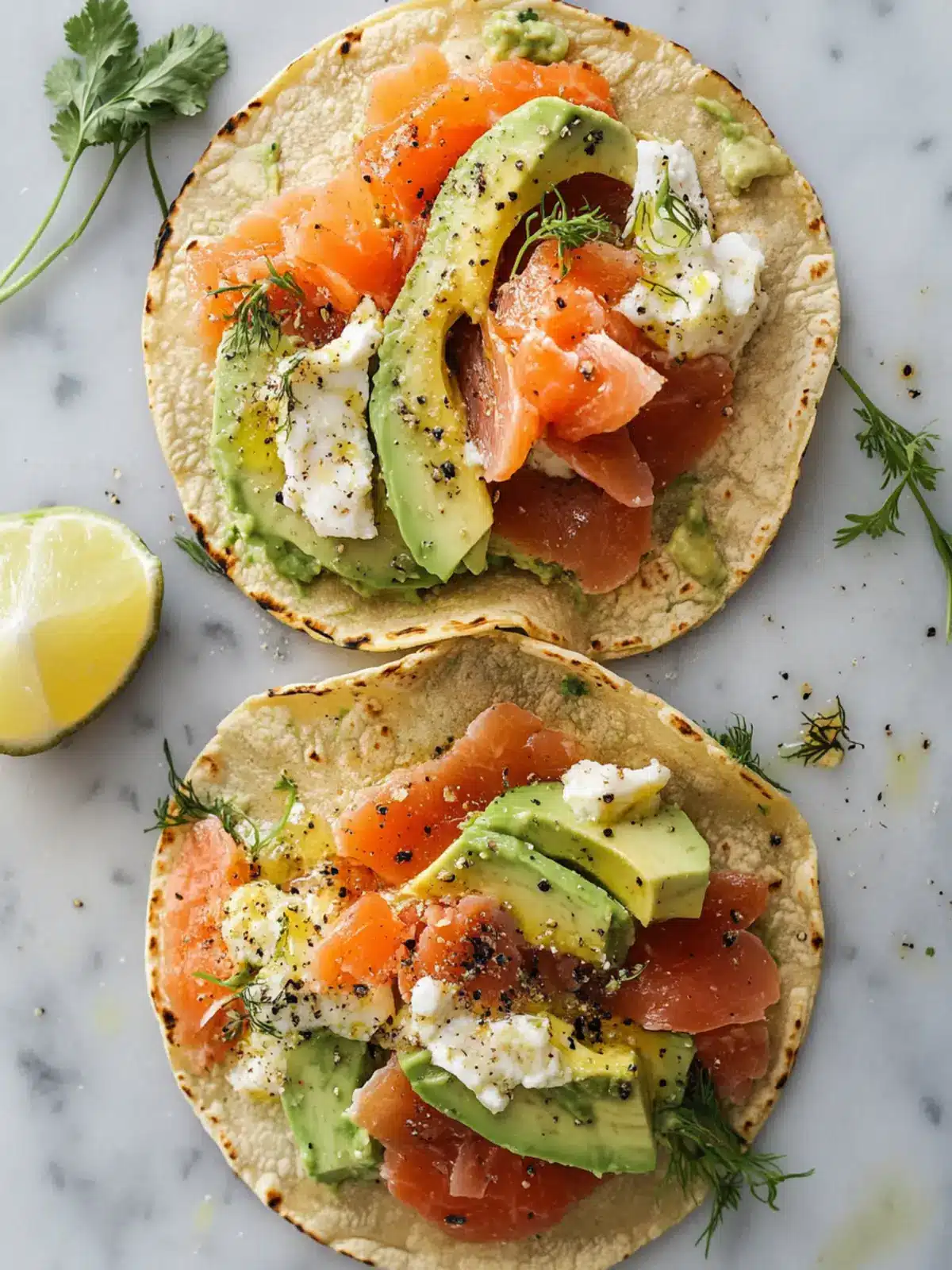Smashed Avocado & Lox Breakfast Tacos
