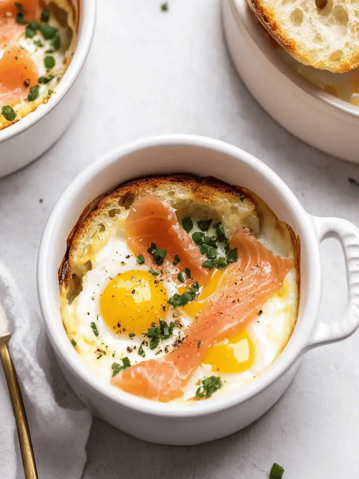 Indulge in Eggs en Cocotte with Smoked Salmon Bliss 3 Eggs en Cocotte (Baked Eggs with Smoked Salmon)